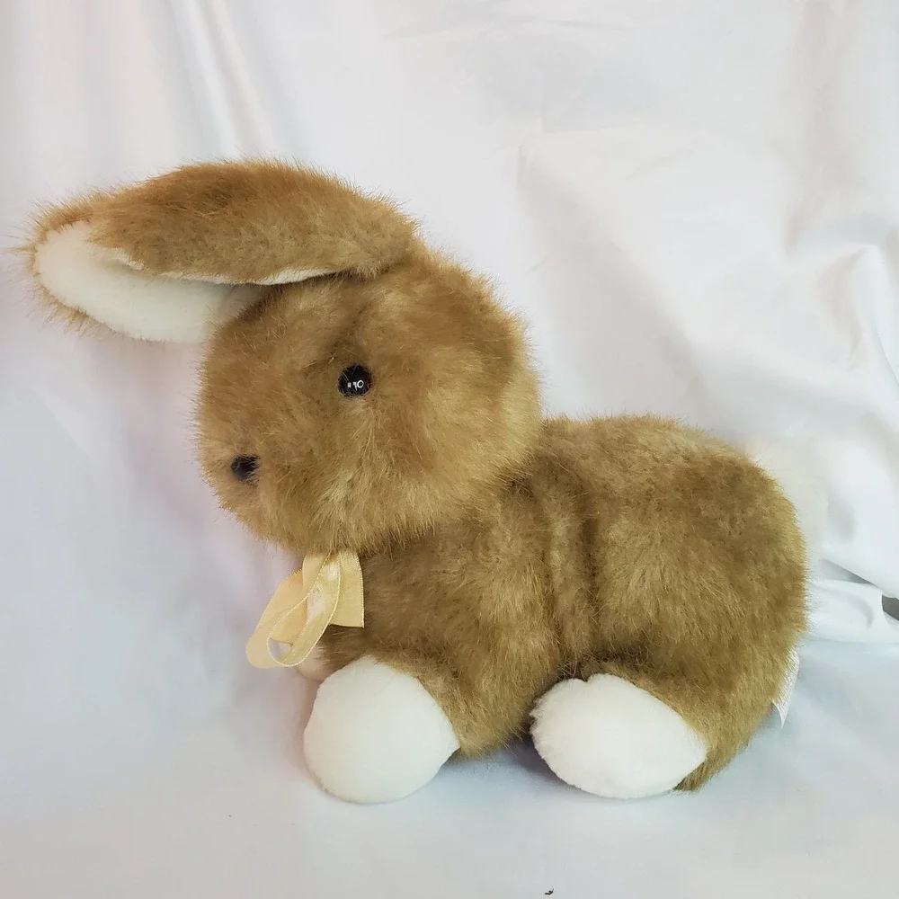 VTG Walmart Bunny Rabbit Brown with Yellow‎ Bow White Feet Plush Stuffed Animal